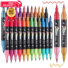 TOSHARE 48 Colors Glitter Markers Pens Dual 1 Count Pack of 24 , Glitter-48