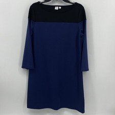 Gap Preowned Womens Shift Dress Blue Black Color Block Stretch 3/4 Sleeve Medium