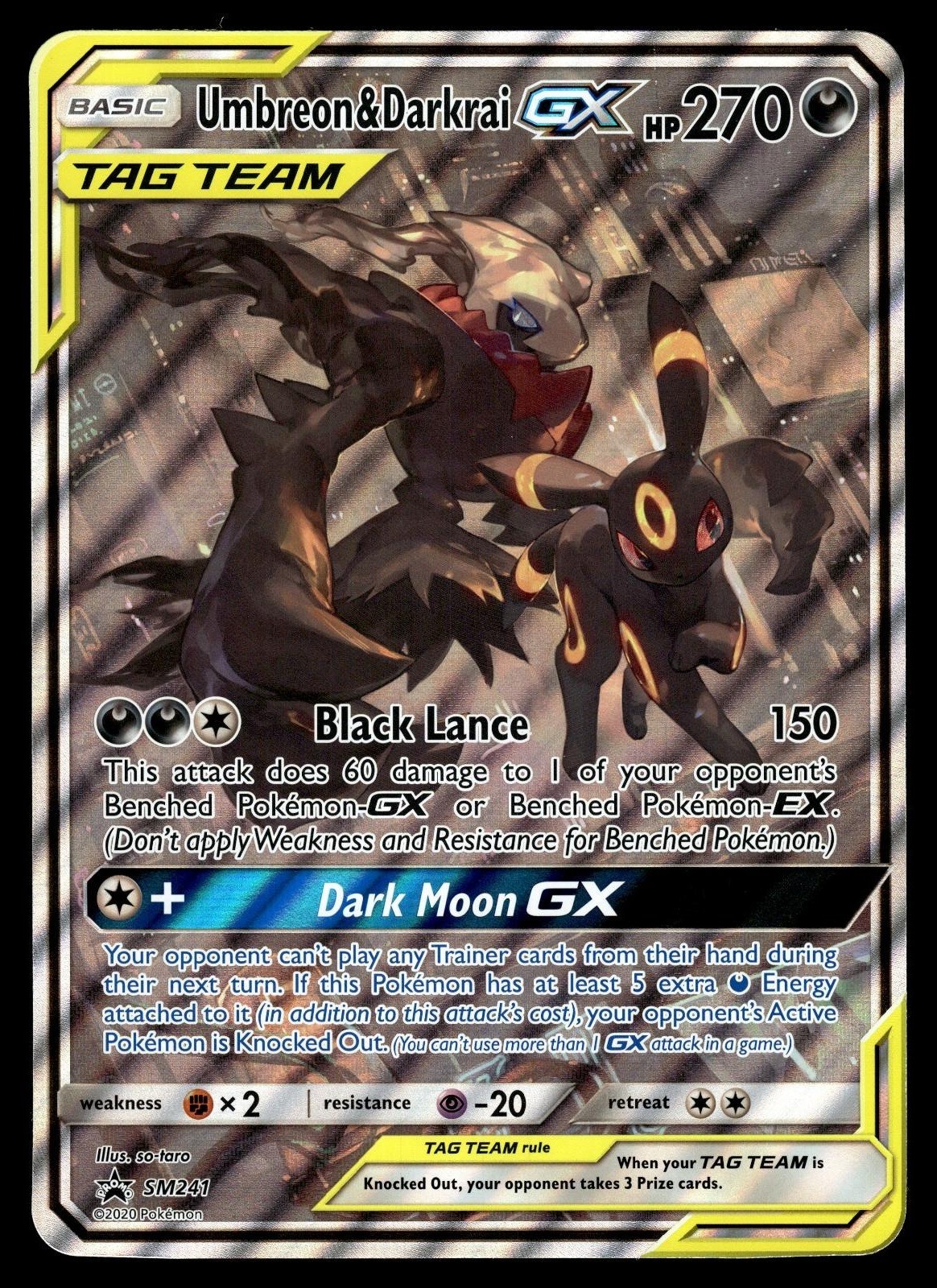 UMBREON & DARKRAI GX SM241 2020 JUMBO CARD POKEMON