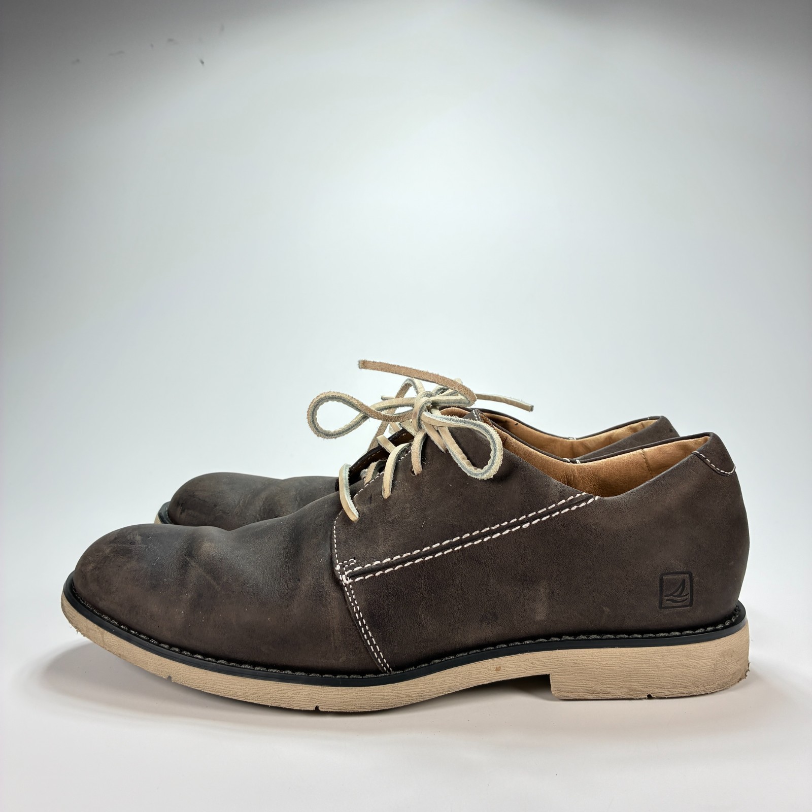 SAOLA Scarpe Oxford Sperry Top Sider Marrone Scamosciato Casual Stringate Uomo Taglia 10 M