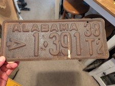 1938 ALABAMA INDIAN ARROWHEAD LICENSE PLATE