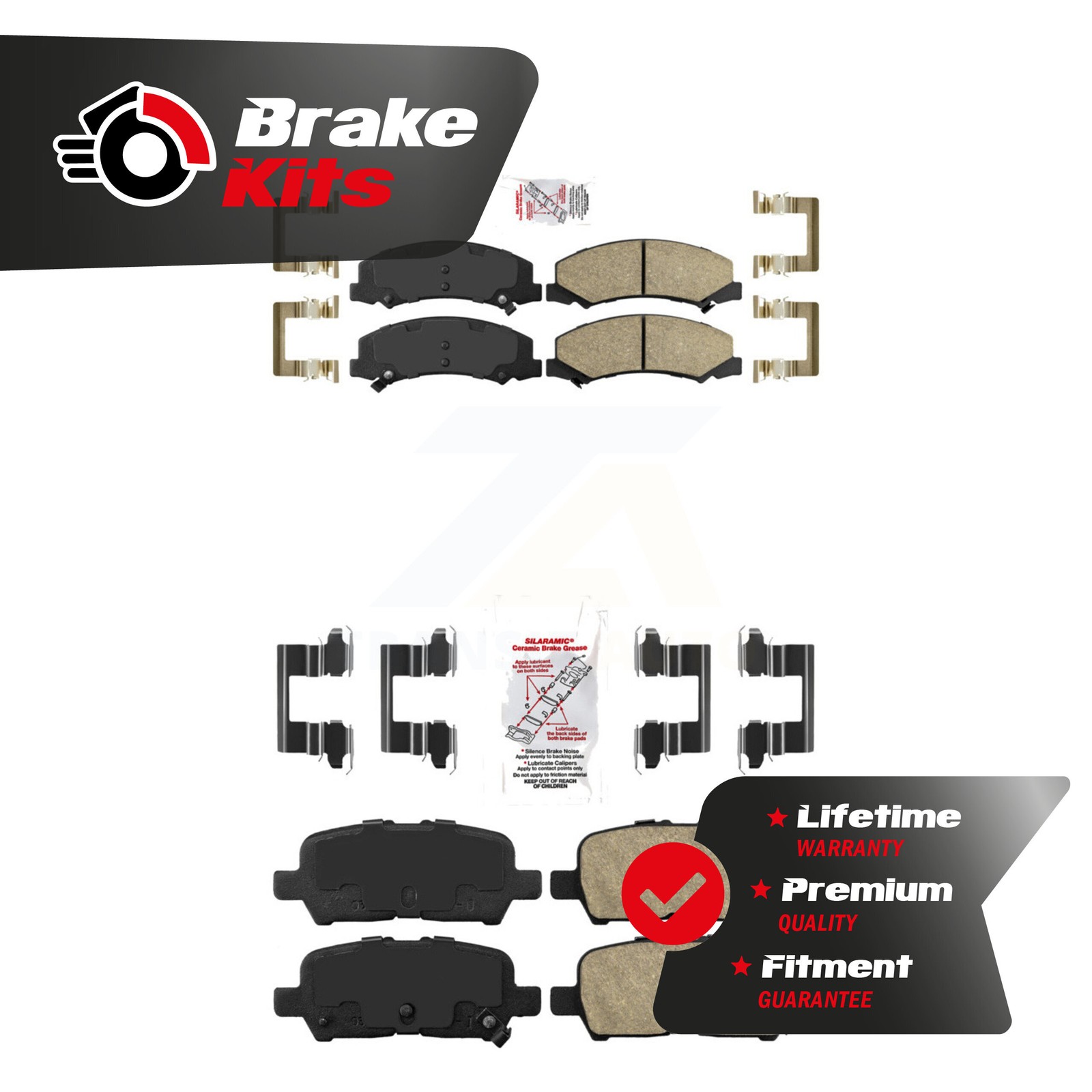 Front Rear Ceramic Disc Brake Pads Kit For 2010-2013 Chevrolet Impala