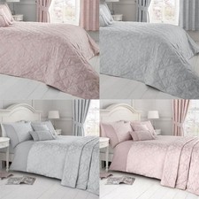 Serene Blossom Floral Jacquard Quilted Bedspread 220x240cm Bedding Coverlet UK