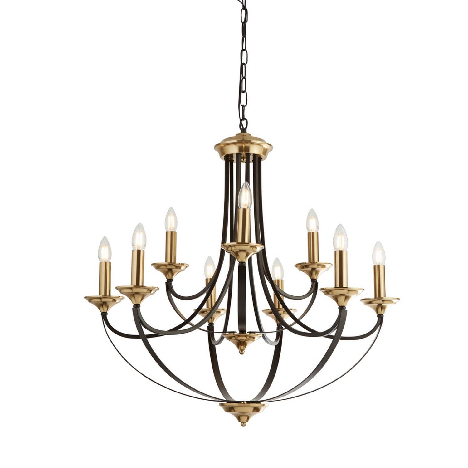 9 Lights Dark Bronze and Brass Ceiling Fitting Pendant Light with Candle Sconces