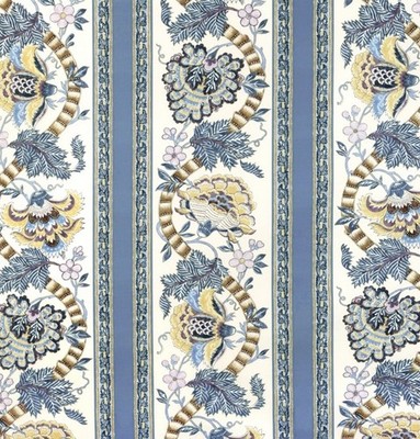 BRUNSCHWIG & FILS STOFF 'LAURIS PRINT - BLAU/GOLD' 7,2 METER 100% BAUMWOLLE