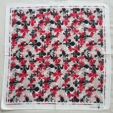 VTG PATRICK COX Handkerchief Cotton Red Black Fleur-de-lis Pattern Hankie 19" G