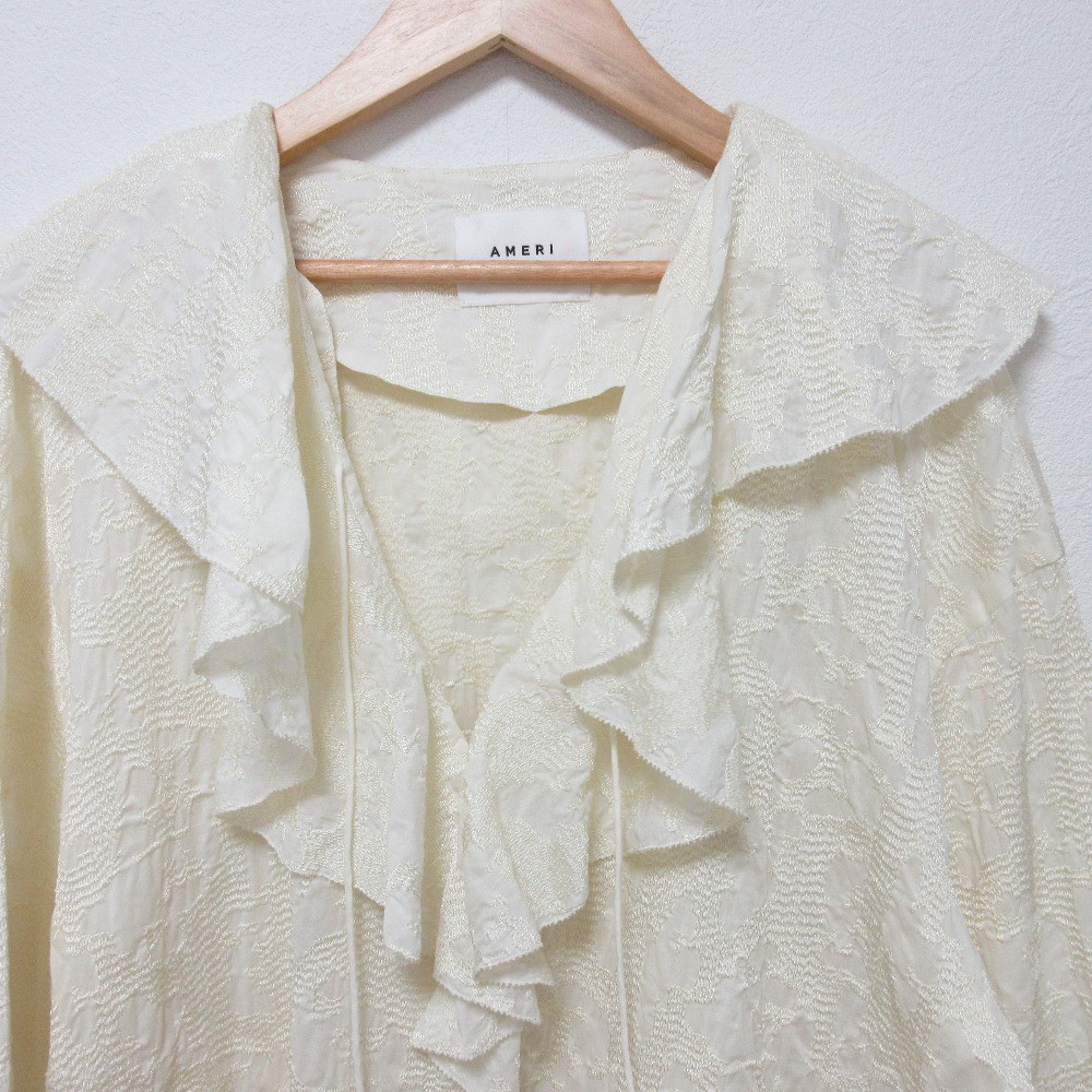 AMERI 2-Way Embroidery Ruffle Blouse, Long Sleeve… - image 4