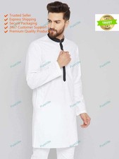 Pure Cotton White Color Plain Traditional Ethnic Festival Mens Kurta For Gift