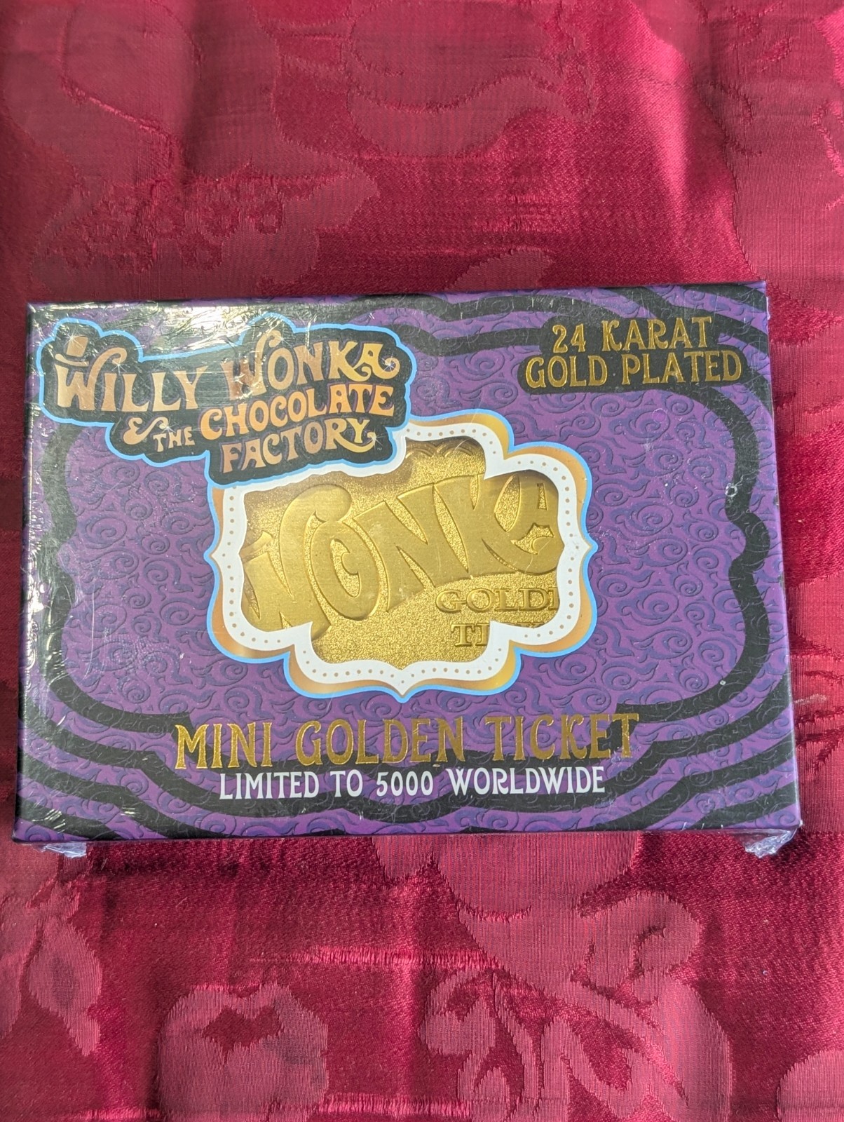 WILLY WONKA & THE CHOCOLATE MINI GOLDEN TICKET 24k Gold Plated LE /5000 SEALED
