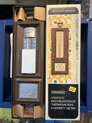 Vintage Lynwood Indoor Outdoor Thermometers & Humidity Meter New in Box