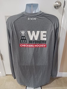 Charlotte Checkers Hockey Team Issued Long Sleeve Athletic Shirt Mens XL Grey