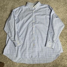 Charles Tyrwhitt Button Down Shirt Mens 20 / 37 2XL Blue White Check Preppy 089