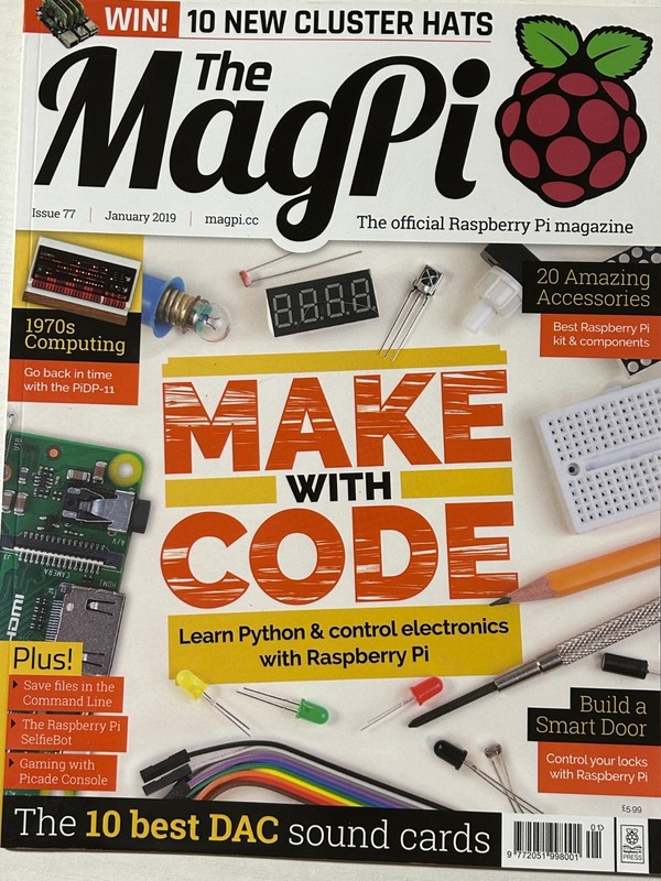 Magpi Raspberry Pi Jan 2019 Computer Code Python Gaming DAC Sound Cards