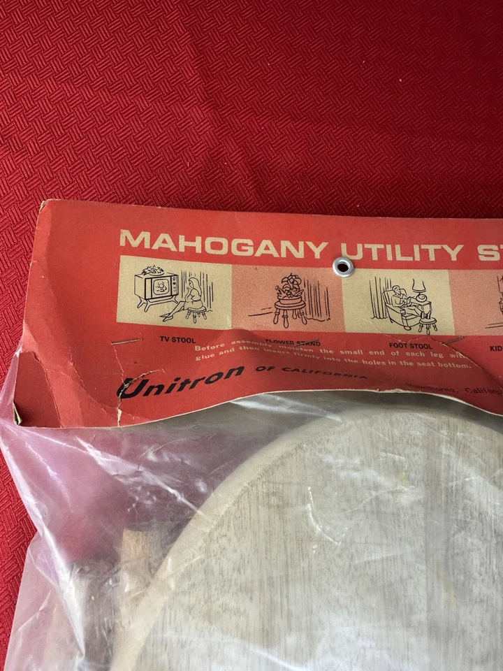 New 4 legged Utility Foot Stool Mahogany hardwood 1950s Mid Century Modern - Image 3 of 4