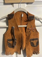Vintage John R. Craighead Kids Suede Sheriff Vest Western Fringe Sz M