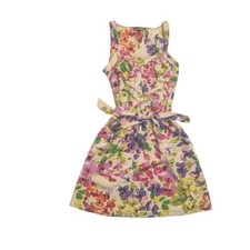 Express Floral Multicolor Sleeveless A-Line Short Mini Dress Ruffle Tie XS