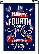 Happy 4th of July Garden Flag 12x18 Inch Vertical Double Sided Patriotic Memoria
