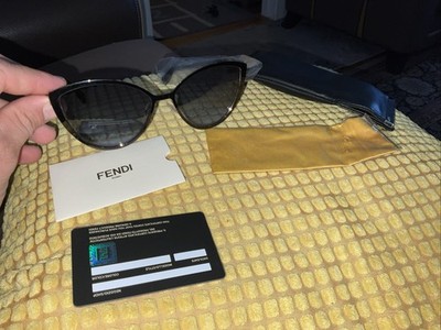 FENDI FF 0413/S 2M2GB Black /Gold/Blue Lens Cat Eye Women's Sunglasses
