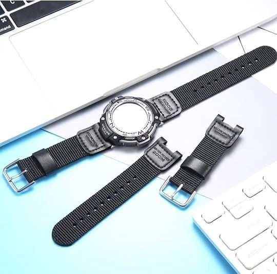 Repuesto de correa de tela/cuero para Casio SGW-100 GW-3000B GW-3500B PAS-400B Twi Foto 4 de 4