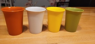 4x Tupperware Trinkbecher 60er 70er Vintage Retro Design Saftbecher Space MCM