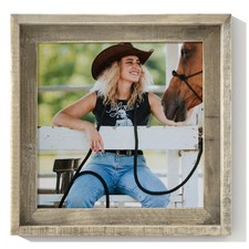 Rustic 12x12 Picture Frame, Reclaimed Barnwood Photo Frame with Tempered Glas...