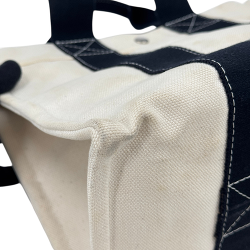Authentique sac à main HERMES blanc x noir Bora Bora MM JZ336 - Photo 9/24