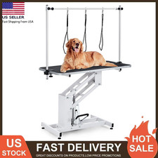43.3" Hydraulic Pet Dog Grooming Table Max Load 350Lbs w/Adjustable Arm White