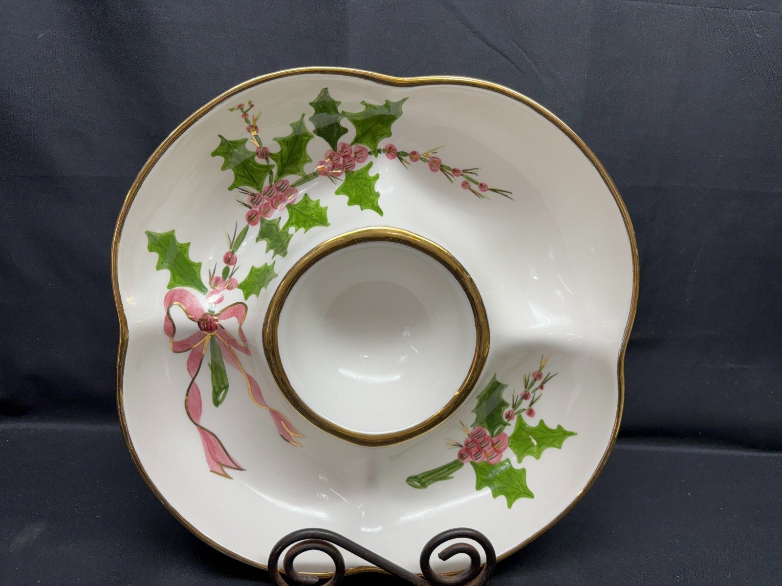 Laurie Gates "HOLIDAY" Los Angeles Hand Painted ~ Chip Dip Bowl ~ 12 1/4"