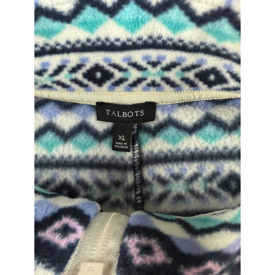 Chaqueta Talbots para mujer patrón geométrico polar con cremallera XL Foto 4 de 4