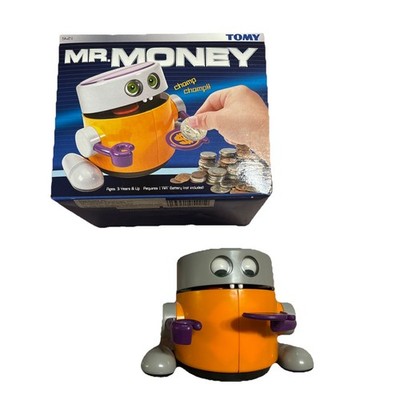 2000 TOMY Mr Money Robot Coin Bank in Box - FOR PARTS OR REPAIR