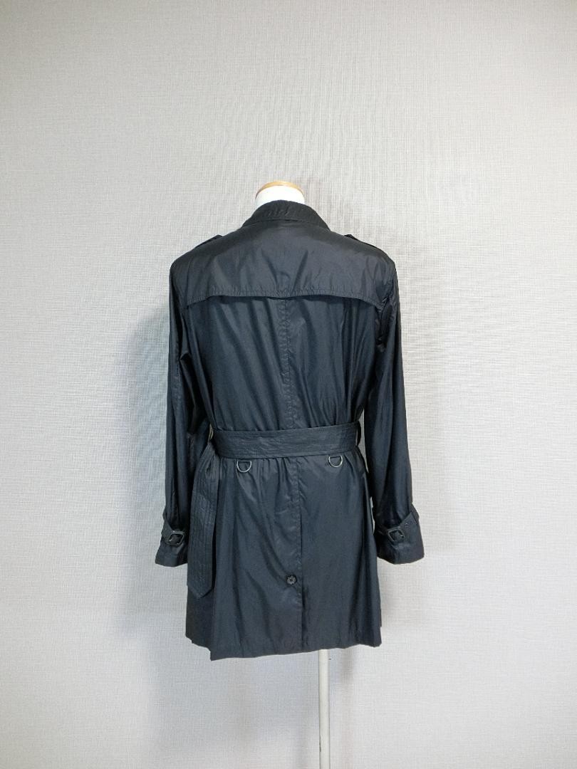 Burberry London Trench Coat Black Nylon With Nova Check Pattern Size L For Men thumbnail 4