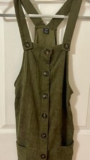 Shein Womens Olive Green Corduroy Overall Dress Size Small
