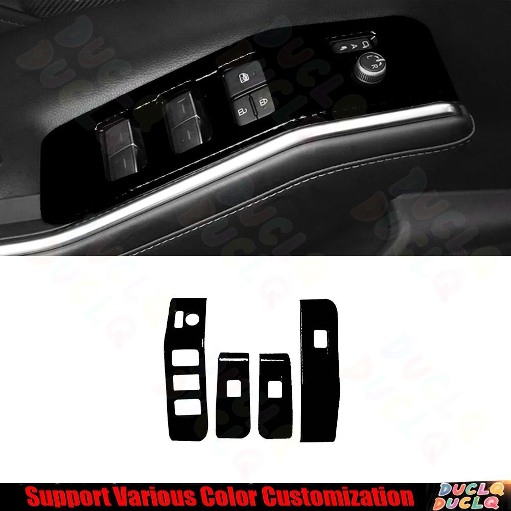Glass Window Lift Switch Panel Trim For Toyota Highlander 20-24 DX Bright Black