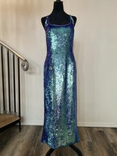 Vintage 90’s Style Sequin Mermaid Core Prom Evening Silk Dress size Small