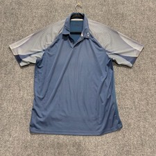 Oakley Polo Shirt Men's XL Striped Golf Activewear 1/4 Button Up Breathable Blue