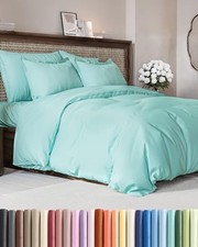 Duvet Cover Queen Size Set - Extra Queen 90x90 22 - Spa Blue No Comforter 
