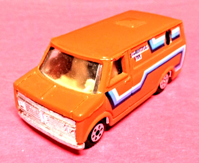 Vintage Yatming #899 Delightful Van Orange w/Blue and White Stripes - Thailand