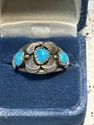 Vintage Begay Style 925 Sterling Silver Sleeping Beauty Turquoise Ring Size 9