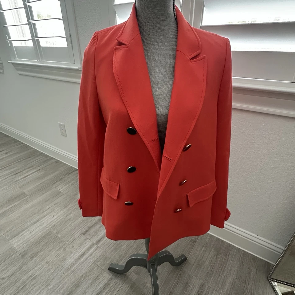 Chaqueta Blazer Karen Millen Roja Doble Pecho Talla UK 10 US 6 EU 38 NUEVA CON ETIQUETAS $429 Foto 2 de 4