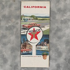 1960 Texaco Road Map California | Mid-Century Gas Oil Advertising Ephemera