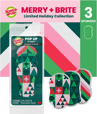 Christmas Pop-Up Sponges 3 Pack Festive Red Green Expandable Cleaning Pads UK