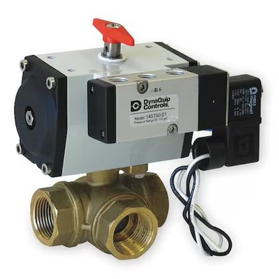 Dynaquip Controls Pyhg4ausr05210a 3/4'' Fnpt Brass Pneumatic Ball Valve 3-Way