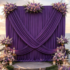 30Ft X 10Ft Purple Backdrop Curtains for Parties, 6 Panels 5Ft X 10Ft Wrinkle-Fr
