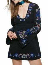 NEW Womens FREE PEOPLE Holiday Embroidered Minidress NWT Size 0