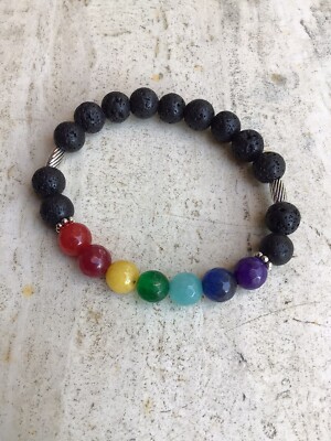 Energie Armband 7 Chakren Vulkanische Lava Und Achat