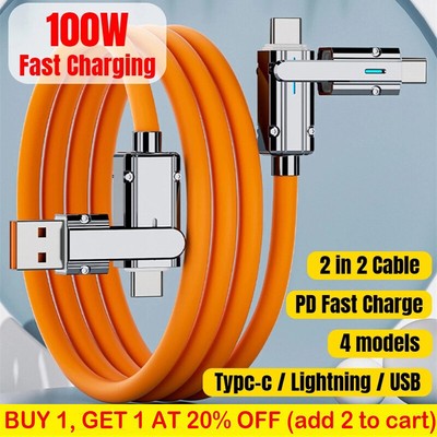 4 IN1 Multi Function Fast Charger Cable Cord 100W For iPhone 16 15 Pro Max Plus 