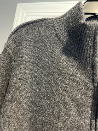 THE MENS STORE Men's 1/4 Zip Cashmere Sweater S Small Charcoal Heather - Picture 4 of 4
