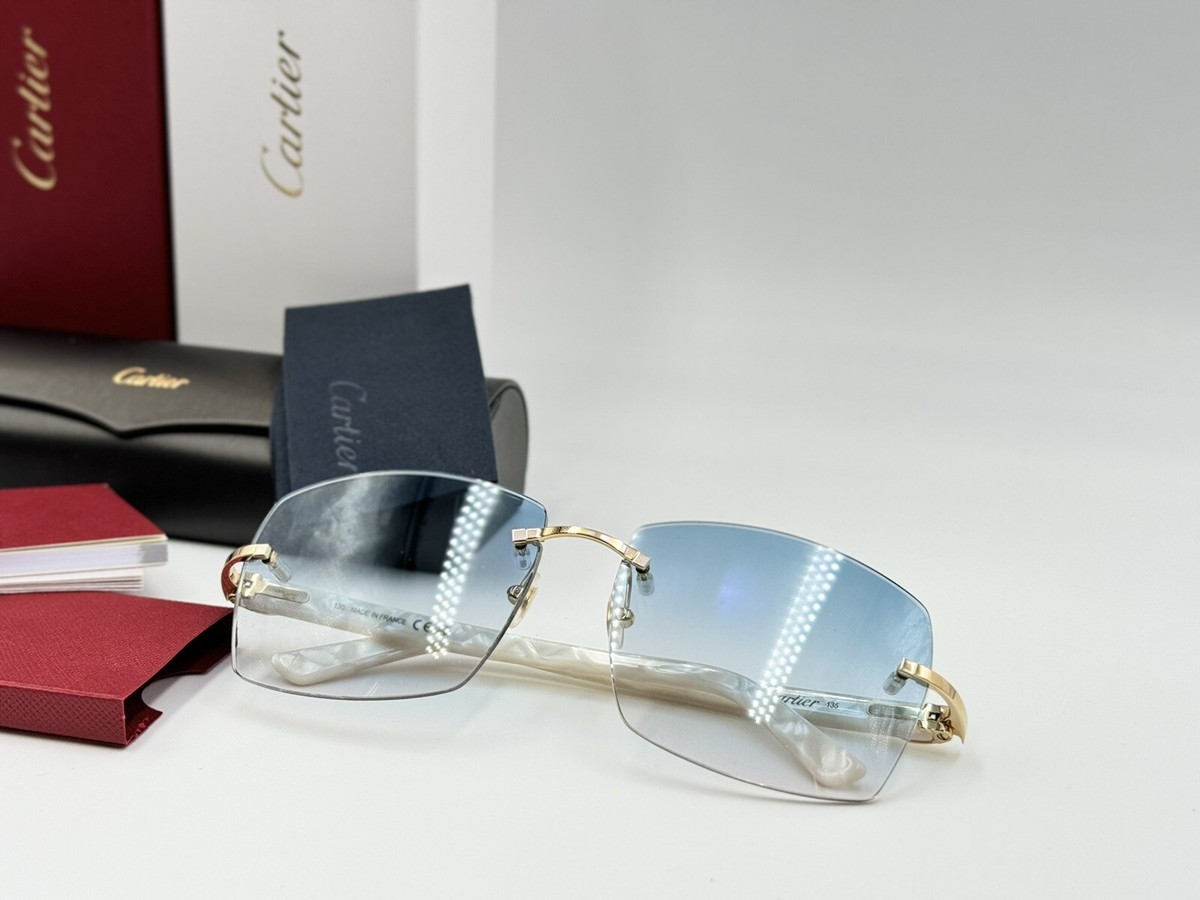 Cartier Rimless Composite Pearly Gold Ref. CT0056O 100% Genuine