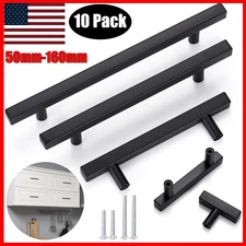 10 Pack Matte Black Cabinet Pulls Bathroom Kitchen Door Handles Stainless Steel