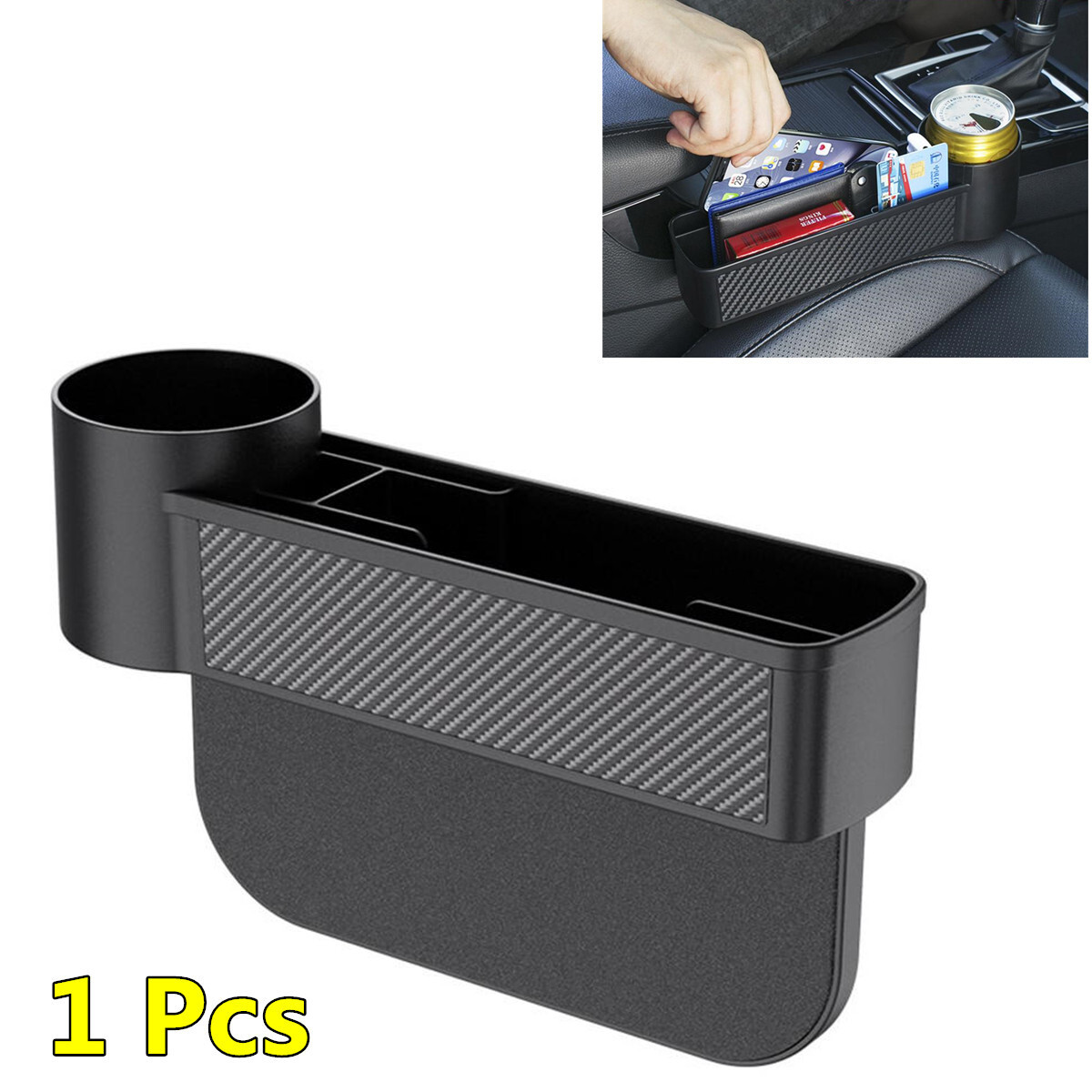 Auto Seat Gap Filler Storage Box Crevice Side Catcher Cup Holder Car Accessories